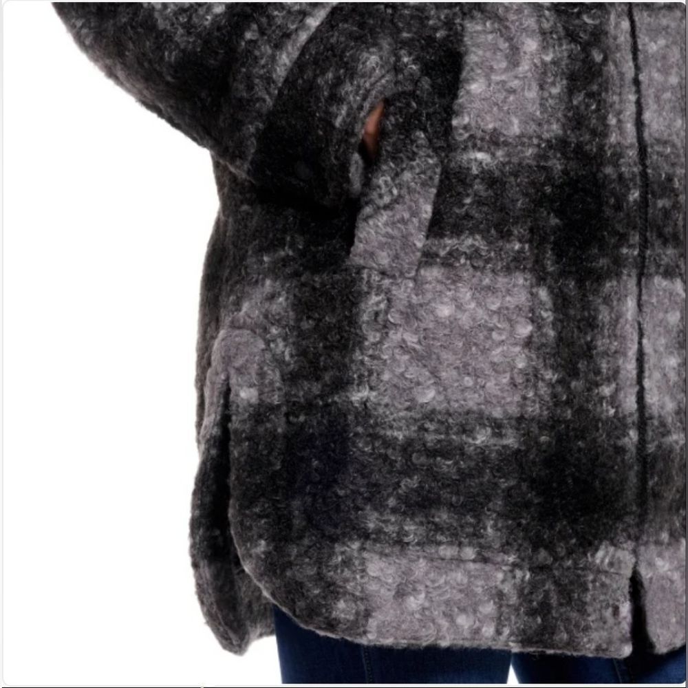 Weatherproof Women's Soft Boucle Hooded Long Jacket Black Plaid Heavyweight XS - Picture 5 of 16